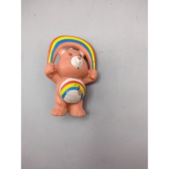 Care bear 1983 Cheer Bear Plastic PVC Figurine Clouds Rainbow Lot Of 2 - Picture 2 of 7